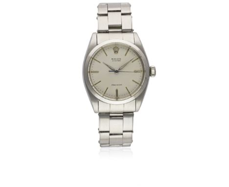 A GENTLEMAN'S STAINLESS STEEL ROLEX OYSTER PRECISION BRACELET WATCHCIRCA 1961, REF. 6426 WITH ORIGINAL BOXMovement: Manual wi