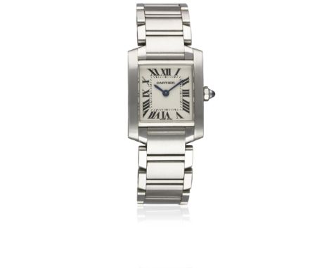 A LADIES STAINLESS STEEL CARTIER TANK FRANCAISE BRACELET&nbsp;WATCH

CIRCA 2000s, REF. 2384
Movement:&nbsp;Quartz, signed Car