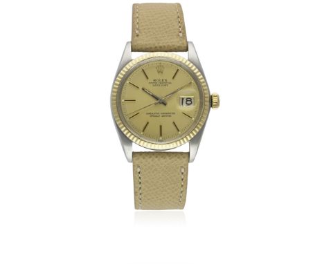 A GENTLEMAN'S STEEL & GOLD ROLEX OYSTER PERPETUAL DATEJUST WRIST WATCHCIRCA 1968, REF. 1601 WITH GOLD COLOURED DIALMovement: 
