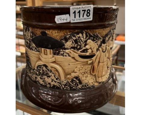 Large Bretby ceramic planter decorated with oriental figures
