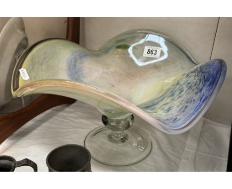 A large art glass table centrepiece fruit bowl