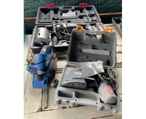 A quantity of electrical equipment including, sparky professional, silverline plainer and Ryobi. mouse sander. all tested, al