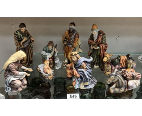 A quantity of unbranded ceramic figures of the nativity