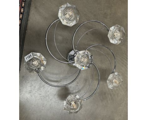 A chrome plated 5 arm ceiling light