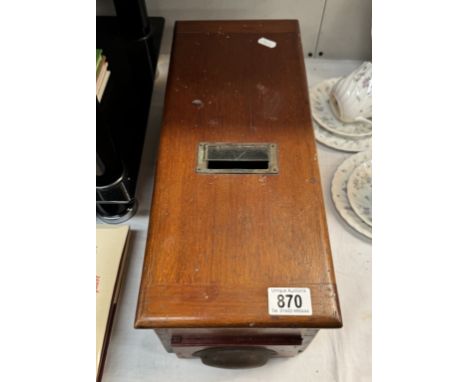 A vintage mahogany shop till cash box