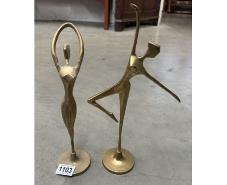 2 art deco style brass figures