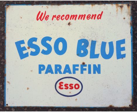Enamel Advertising sign "We Recommend Esso Blue Paraffin" 45.7 x 56cm