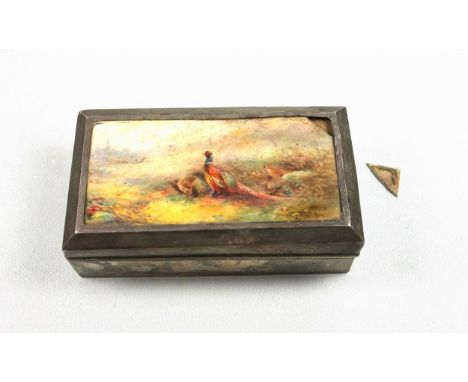 Royal Worcester Interest - silver cigarette case, the hinged cover inset with a porcelain plaque painted by James Stinton, (1