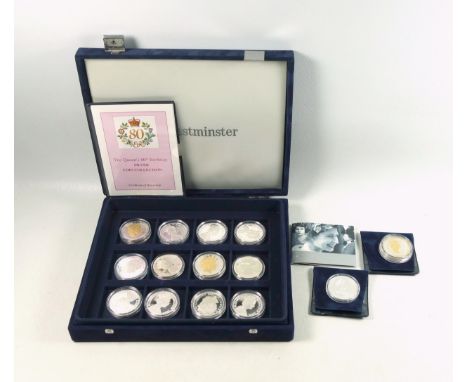 Set of 14 QEII Westminster Proof silver crowns commemorating the Queen's 80th Birthday, 2006, including 8 Gibraltar, includin