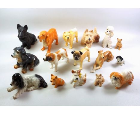 16 Sylvac models of dogs, H.17cm the tallest. (16)