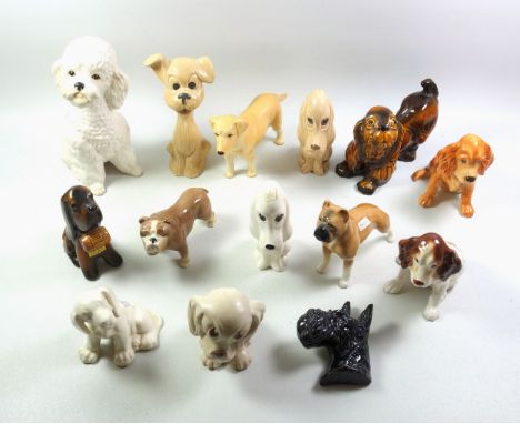 13 Sylvac models of dogs, H.21cm the tallest; terrier's head, and 2 money boxes. (16)