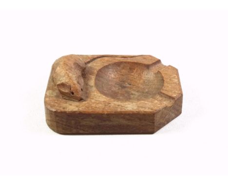 Mouseman, (Robert Thompson of Kilburn), carved oak ashtray, W.10.3cm