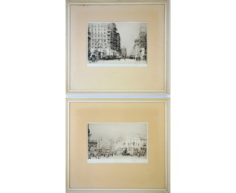 William Walcot (1874-1943), "Marsham Street, Westminster" and "Changing London Euston Road At St. Pancras", both commissioned