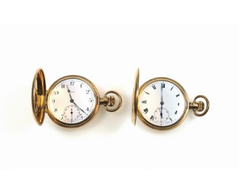 Hunting watch with a circular white enamelled dial inscribed “Woltoc”, black Arabic numerals and seconds dial enclosing a Swi
