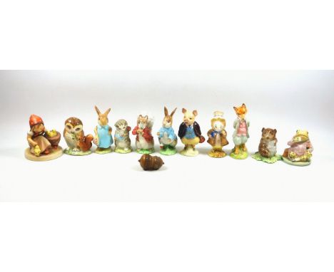 10 Beswick models of Beatrix Potter characters, including Peter Rabbit, Mrs Flopsy Bunny, Mr Jeremy Fisher, Timmy Tiptoes, et