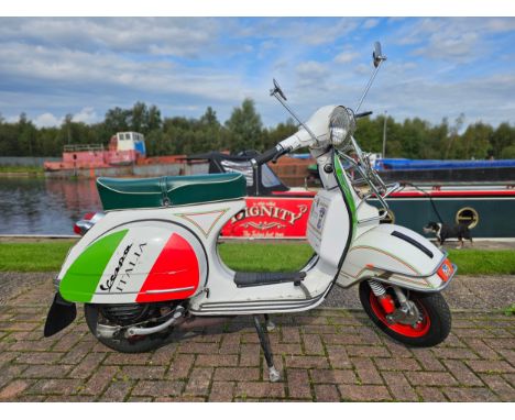 1980 Vespa 125, 124cc. Registration number HJW 761W. Frame number VLX1T 194852. Engine number VLX1M 193208. Sold with the V5C