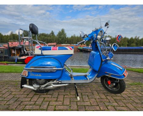 1980 Vespa PX125, 124cc. Registration number LKJ 137V. Frame number 112258. Engine number VNX1 M347208. Sold with the V5C, re