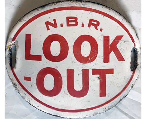 North British Railway enamel LOOK-OUT ARMBAND. A very uncommon variant. In very good, ex-use condition, no straps. [1]