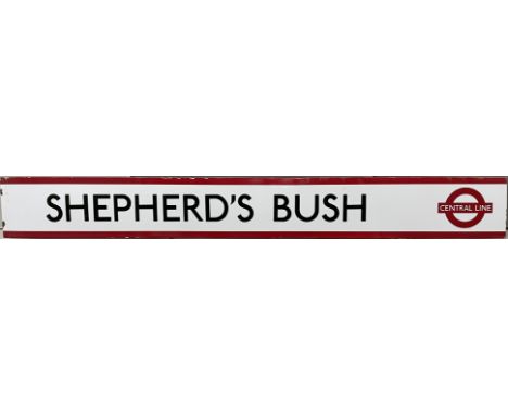 1950s/60s London Underground enamel PLATFORM FRIEZE PANEL from Shepherd's Bush station on the Central Line. This was one of v
