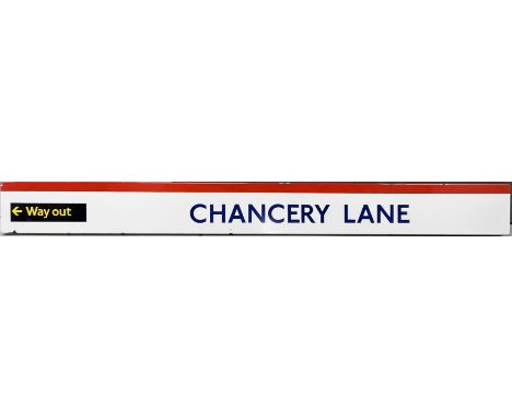 c.1980s London Underground enamel PLATFORM FRIEZE PANEL from Chancery Lane station on the Central Line with additional 'Way O