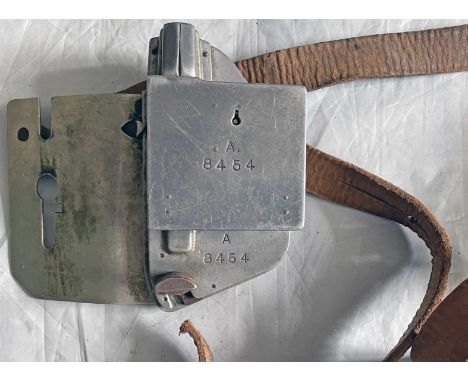 LCC & London Transport Tramways A-type TICKET PUNCH, serial no A 8454, complete with backplate (marked 'LPTB')  and strap. Th
