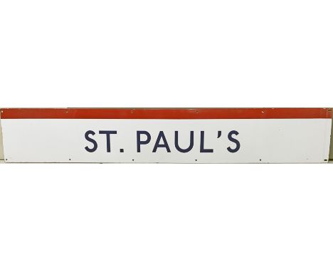 c.1980s London Underground enamel PLATFORM FRIEZE PANEL from St Paul's station on the Central Line. Measures 154cm x 25cm (60