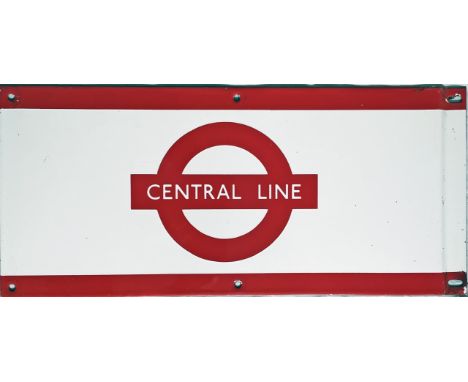1950s/60s London Underground enamel PLATFORM FRIEZE PLATE for the Central Line with the line name on the bar of the bullseye 