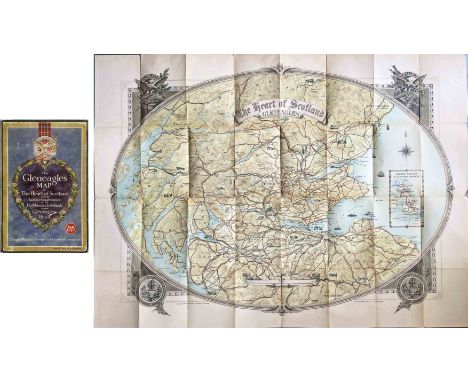 c1930 MAP 'The Gleneagles Map' of the Heart of Scotland shewing 5,000 square miles of the Highlands & Lowlands around Gleneag
