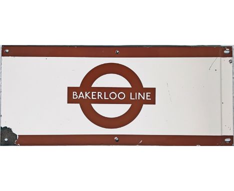 1950s/60s London Underground enamel PLATFORM FRIEZE PLATE for the Bakerloo Line with the line name on the bar of the bullseye