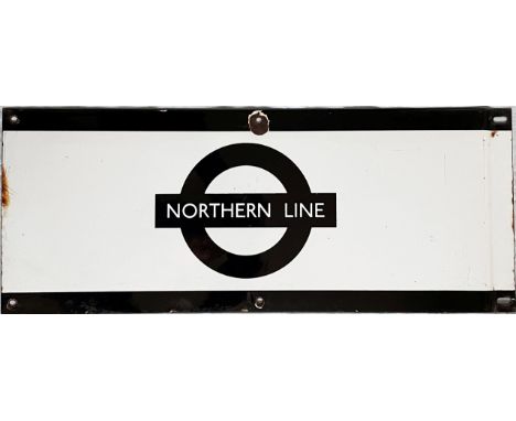 1950s/60s London Underground enamel PLATFORM FRIEZE PLATE for the Northern Line with the line name on the bar of the bullseye