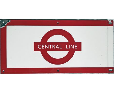 1950s/60s London Underground enamel PLATFORM FRIEZE PLATE for the Central Line with the line name on the bar of the bullseye 