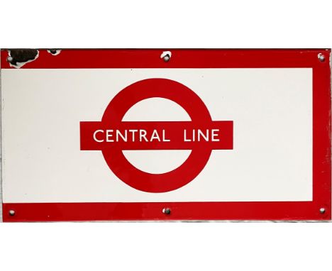 1950s/60s London Underground enamel PLATFORM FRIEZE PLATE for the Central Line with the line name on the bar of the bullseye 