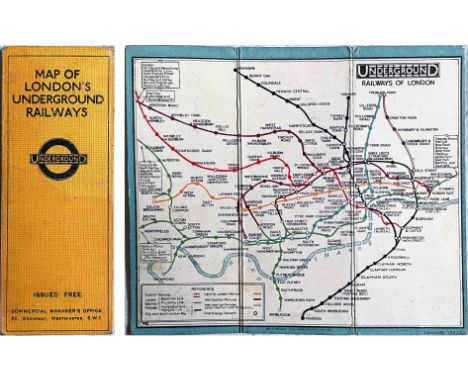 1927 London Underground linen-card POCKET MAP from the Stingemore-designed series of 1925-32. This is the January 1927 issue,