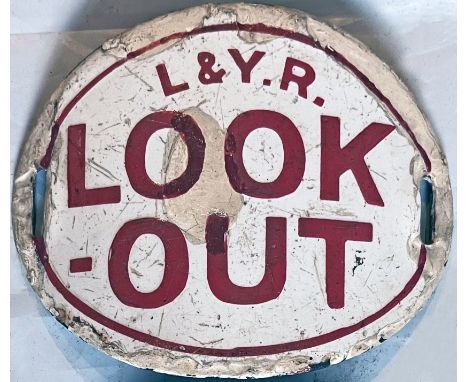 Lancashire & Yorkshire Railway enamel LOOK-OUT ARMBAND. A very uncommon variant. In well-used condition with small areas of r