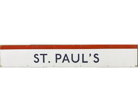 c.1980s London Underground enamel PLATFORM FRIEZE PANEL from St Paul's station on the Central Line. Measures 154cm x 25cm (60