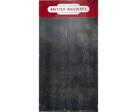 British Railways (Midland Region) steel POSTER BOARD with enamel heading 'British Railways' in a totem. Measures 26" x 48" (6