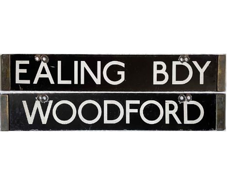 London Underground Standard Tube Stock enamel CAB DESTINATION PLATE for Ealing Bdy/Woodford on the Central Line. Central Line