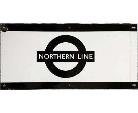 1950s/60s London Underground enamel PLATFORM FRIEZE PLATE for the Northern Line with the line name on the bar of the bullseye