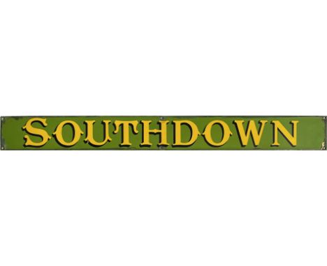 c1930s Southdown Motor Services enamel TIMETABLE HEADER PLATE stated by the vendor to have been retrieved from the timetable 