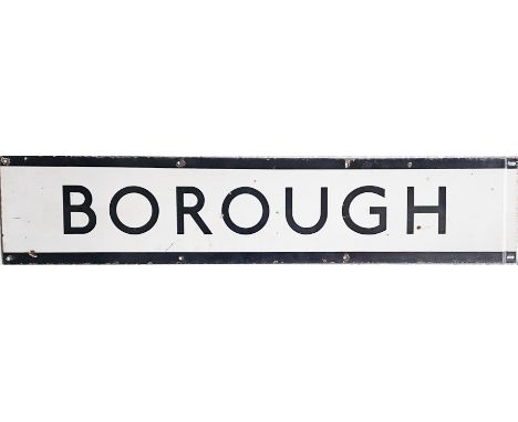1950s/60s London Underground enamel PLATFORM FRIEZE PANEL from Borough station on the Northern Line. Measures 43" x 9" (109cm