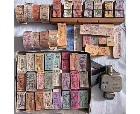 Selection of ticketing equipment (40+ items) comprising a Williamson TICKET PUNCH "Williamson Ticket Printer for Tramways, Om