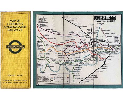 c1928/9 London Underground linen-card POCKET MAP from the Stingemore-designed series of 1925-32. This is one of the two first