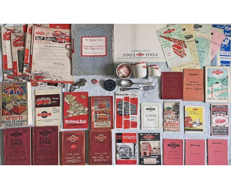 An interesting collection (40+ items) of Midland Red material, mainly 1950s-60s, and including staff magazines, Omnibus Socie