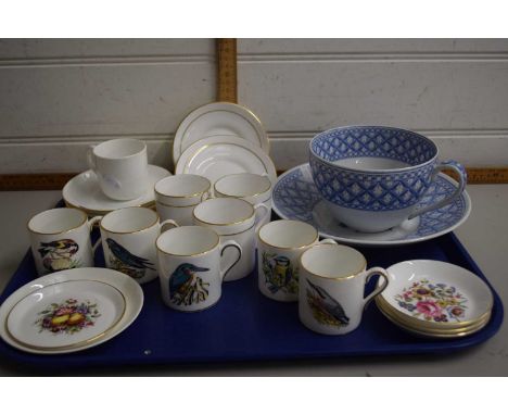 Mixed Lot: Royal Worcester coffee cans and saucers, Hammersleigh coffee cans, Spode Geranium over size cup and saucer etc