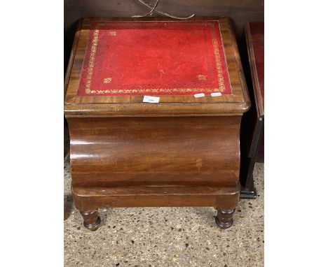 Converted Victorian mahogany step commode with leather top