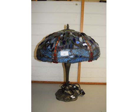 Reproduction Tiffany style dragonfly decorated table lamp