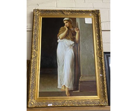 After Frederick Leighton, Nalisicaa, oleograph on canvas, gilt framed