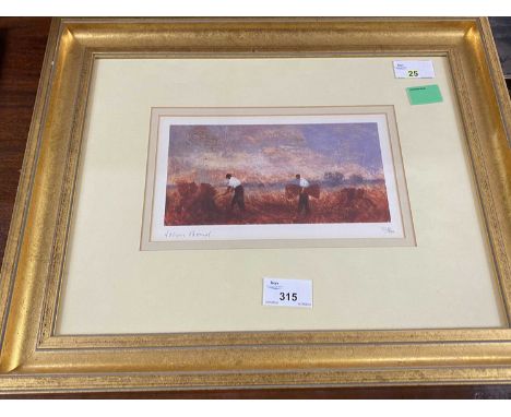 John Bond (British b.1945), harvesters, limited edition offset lithograph, numbered 201/500 and signed in pencil, 4x7.5ins, f