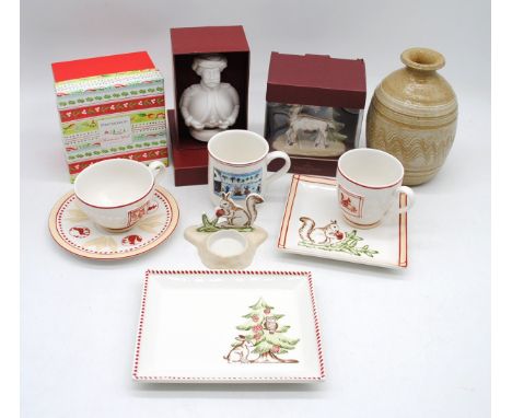 A studio pottery vase with indistinct signature, along with a small quantity of Villeroy & Boch ceramics (some boxed), and a 