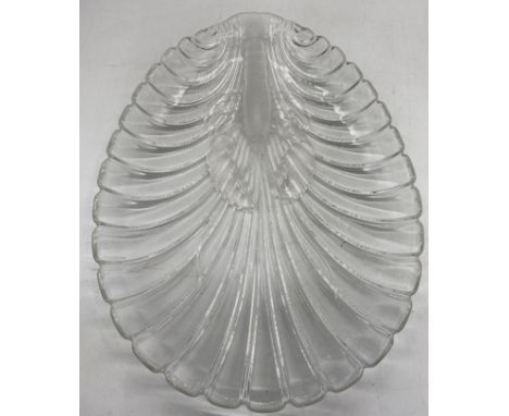 A large French glass lobster platter with frosted glass lobster to one end. Length 50cm